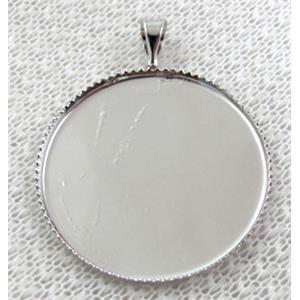 copper pendant with Bezel Tray, platinum plated, 25mm dia [FDFRMHB044PP]