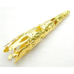 Golden Jewelry Flower Caps, iron, 8.5mm diameter, 41mm length [FDGPCAP004]