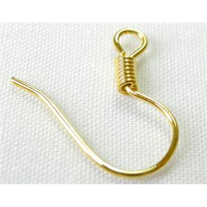 gold plated Iron Earring Wire, 15mm high [GP-HOOK-SMALL]