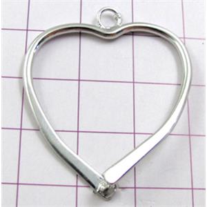 Copper Heart Pendant Platinum Plated, 30x35mm [FDJZC716]