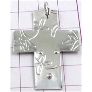 cross Pendants, copper, platinum plated, nickel free, 30x40mm, iron [FDJZC814]