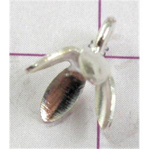Chain Terminator, copper pendant with cabochon-cup, platinum plated, nickel free, 6mm dia [FDJZC826]