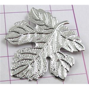 Baroque Style, Platinum Plated Jewelry Findings Leaf Pendant, Nickel Free, 30x33mm [FDJZC832]