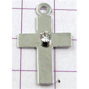 cross Pendants, copper, platinum plated, nickel free, 16x26mm [FDJZC844]