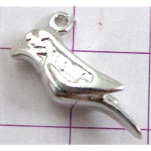 Platinum Plated Bird Pendant, copper, Nickel Free, 20mm length [FDJZC854]