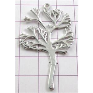Baroque Style Tree Of Life Pendant, Platinum Plated, copper, Nickel Free, 28x43mm [FDJZC857]