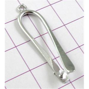 Pinch bail, copper, platinum plated, nickel free, 10x34mm [FDJZC904]