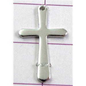cross Pendants, copper, platinum plated, nickel free, 12x20mm [FDJZC905]