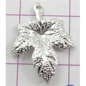 leaf Pendants, copper, platinum plated, nickel free, 12x16mm [FDJZC908]