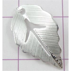 leaf Pendants, copper, platinum plated, nickel free, 10x17mm [FDJZC909]