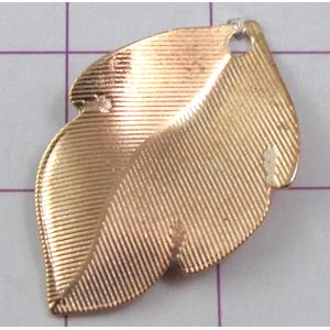 leaf Pendants, copper, gold plated, nickel free, 15x25mm [FDJZC910]