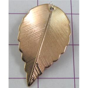 leaf Pendants, copper, gold plated, nickel free, 15x25mm [FDJZC911]
