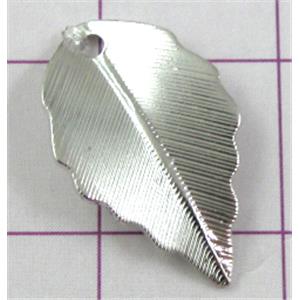 leaf Pendants, copper, platinum plated, nickel free, 10x17mm [FDJZC912]