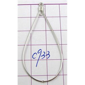 earring Pendants, copper, platinum plated, nickel free, 25x55mm [FDJZC933]