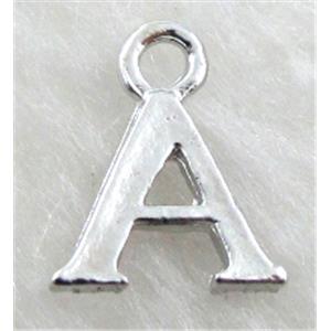 Alphabet pendants, A-letter, alloy, platimun plated, approx 9x13mm, nickel free [FDLTMH138]