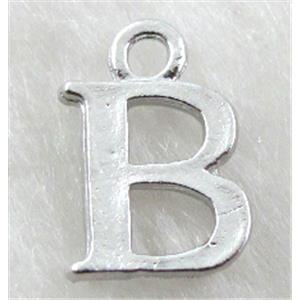 Alphabet pendants, B-letter, alloy, platimun plated, approx 9x13mm, nickel free [FDLTMH139]