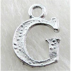 Alphabet pendants, G-letter, alloy, platimun plated, approx 9x13mm, nickel free [FDLTMH144]