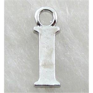Alphabet pendants, I-letter, alloy, platimun plated, approx 13mm high, nickel free [FDLTMH146]