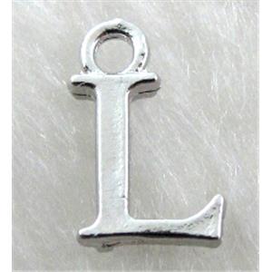 Alphabet pendants, L-letter, alloy, platimun plated, approx 9x13mm, nickel free [FDLTMH149]