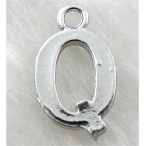 Alphabet pendants, Q-letter, alloy, platimun plated, approx 9x13mm, nickel free [FDLTMH154]