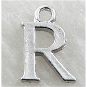 Alphabet pendants, R-letter, alloy, platimun plated, approx 9x13mm, nickel free [FDLTMH155]