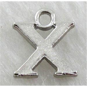 Alphabet pendants, X-letter, alloy, platimun plated, approx 9x13mm, nickel free [FDLTMH161]
