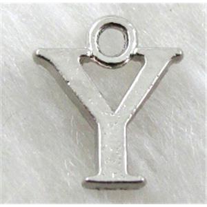 Alphabet pendants, Y-letter, alloy, platimun plated, approx 9x13mm, nickel free [FDLTMH162]