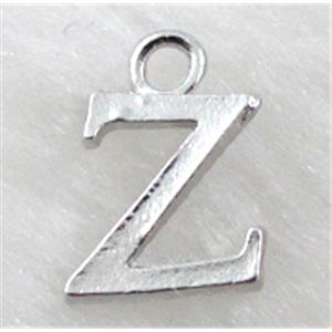 Alphabet pendants, Z-letter, alloy, platimun plated, approx 9x13mm, nickel free [FDLTMH163]