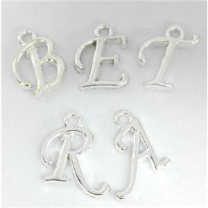 alphabet bead, mixed letter, silver plated, approx 10-14mm [FDLTMH165]