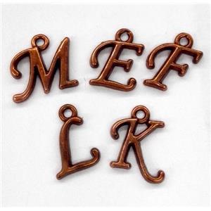 alphabet pendant, mixed letter, antique rose copper, approx 10-14mm [FDLTMH166]