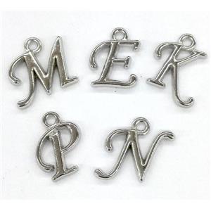 alphabet pendant, mixed letter, platinum plated, approx 10-14mm [FDLTMH167]
