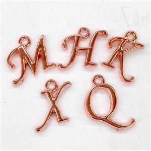 alphabet pendant, mixed letter, rose copper, approx 10-14mm [FDLTMH168]