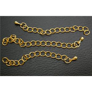 Copper Necklace Extender chain, shortener, Gold Plated, 5cm length, loop:4.3x5mm [FDNE01GP]