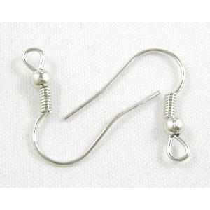 Platinum Plated Copper Hook Earring , Nickel Free, 18mm length [FDNF01PP]