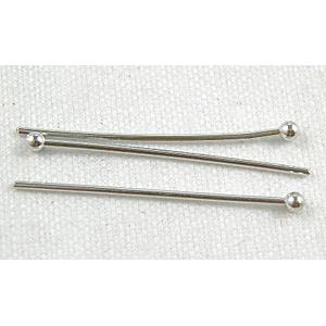 Platinum Plated Copper Round Head pin, Nickel Free, 20mm length [FDNF07PP]