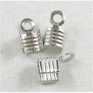 Crimp Cord Ends, Copper, Platinum Plated, 4x4mm [FDNF10PP]