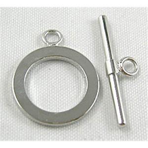 Platinum Plated Copper Toggle Clasp Nickel Free ,Jewelry Findings, 16mm dia, stick: 23mm length [FDNF12PP]