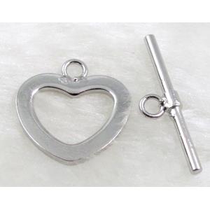 Platinum Plated Copper Jewelry Toggle Clasp, Lead Free, Nickel Free, 17mm dia, stick:22mm length [FDNF14PP]