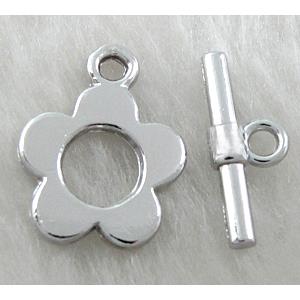 Toggle Clasp, alloy, platinum plated, Lead Free, Nickel Free, 15mm dia, stick: 17mm length, Alloy [FDNF17PP]