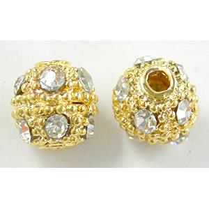 Lead Free & Nickel Free, Ball Findings, Gold Plated, Middle East Rhinest, 8mm dia [FDNFGP04-8MM]