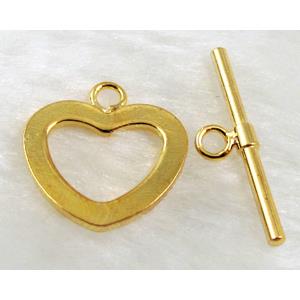 Gold Plated Copper toggle clasp, Lead Free, Nickel Free, 17mm dia, stick:22mm length [FDNFGP14]