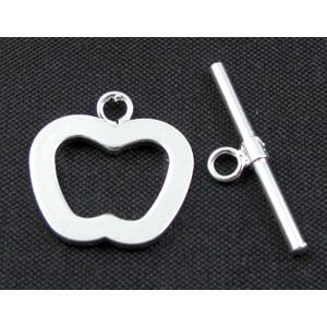 Silver Plated Copper Jewelry Toggle Clasp, Lead Free, Nickel Free, 17mm dia, stick:22mm length [FDNFSP08]