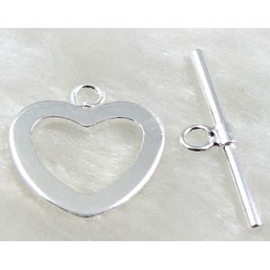Silver Plated Copper Jewelry Toggle Clasp, Lead Free, Nickel Free, 17mm dia, stick:22mm length [FDNFSP09]