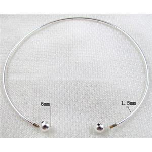 Silver Plated Copper Necklace, Nickel Free, Lead Free, 10 inch(25cm) length,thin:1.5mm, ball:6mm [FDNK009SP-25CM]