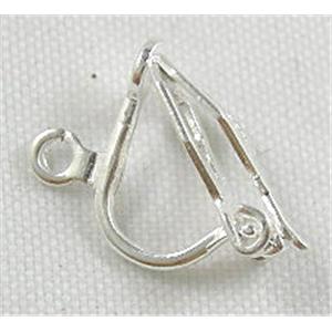 Silver Plated Copper Earring Clip , Nickel Free, 8x13mm [FDNN031SP]