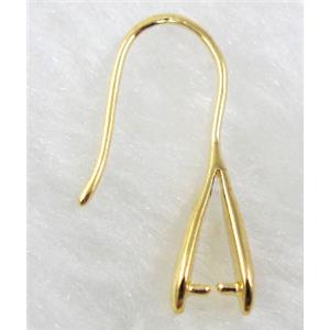 Gold Plated Copper earring Hook and Pinch Bail, Nickel Free, 20mm length, 6mm wide [FDNN042GP]