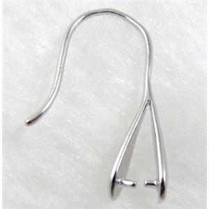 Platinum Plated Copper Earring Hook and Pinch Bail, Nickel Free, 20mm length, 6mm wide [FDNN042PP]