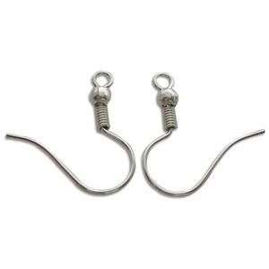 Earring Wire, iron, platunum plated, 18mm high [FDNP-HOOK-BIG]