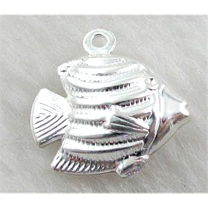 copper fish pendants, Silver plated, 17.5x18mm [FDOT01SP]
