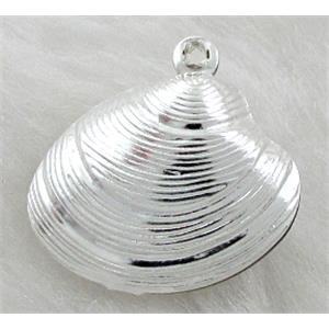 copper pendants, shell, Silver plated, 19x18mm [FDOT02SP]
